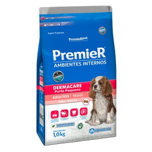 Ração Premier Ambientes Internos Dermacare Cães Adultos Raças Pequenas Salmão - 1kg