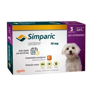 Simparic Antipulgas e Carrapatos Para Cães 2,6 a 5kg - 3 Comprimidos