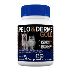 Suplemento Pelo & Derme Gold Vetnil 30 Comprimidos