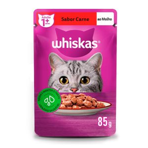 Ração Úmida Whiskas Sachê Gatos Adultos - Carne ao Molho 85g