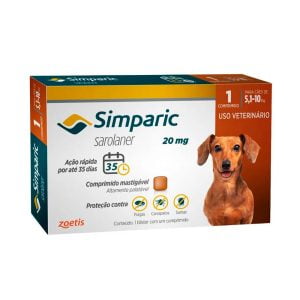 Simparic Antipulgas e Carrapatos Para Cães 5,1 a 10kg - 1 Comprimido