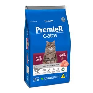 Ração Premier Ambientes Internos Gatos Adultos Pelos Longos Frango - 7,5kg