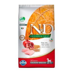 Ração Farmina N&D Ancestral Grain para Cães Adultos Raças Médias Sabor Frango e Romã - 2,5kg