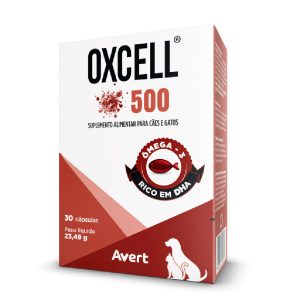 Suplemento Oxcell 500mg Para Cães e Gatos Avert 30 Cápsulas