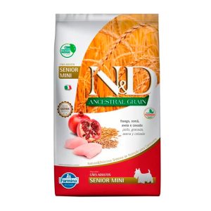 Ração Farmina N&D Ancestral Grain para Cães Sênior Raças Pequenas Sabor Frango e Romã - 2,5kg