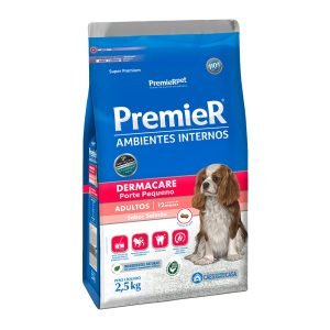Ração Premier Ambientes Internos Dermacare Cães Adultos Raças Pequenas Salmão - 2,5kg