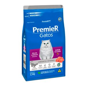 Ração Premier Ambientes Internos Gatos Adultos Pelos Longos Salmão - 1,5kg