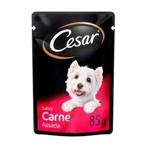 Ração Úmida Cesar Sachê Cães Adultos Carne Assada ao Molho 85g