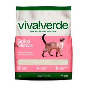 Areia Higiênica Para Gatos Biodegradável Viva Verde Grãos Mistos 4kg