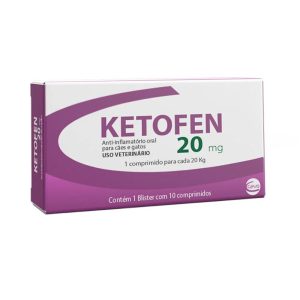 Ketofen 20 mg Anti-inflamatório para Cães e Gatos com 10 comprimidos