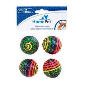 Brinquedo Para Gatos Kit 4 Bolinhas Arco Iris HomePet