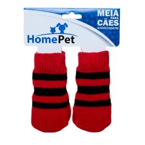 Meia Para Cães Vermelha Com Listras Pretas HomePet Tamanho P