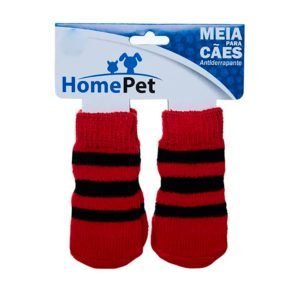 Meia Para Cães Vermelha Com Listras Pretas HomePet Tamanho M