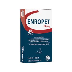 Enropet 50mg Ceva Para Cães e Gatos Com 10 Comprimidos