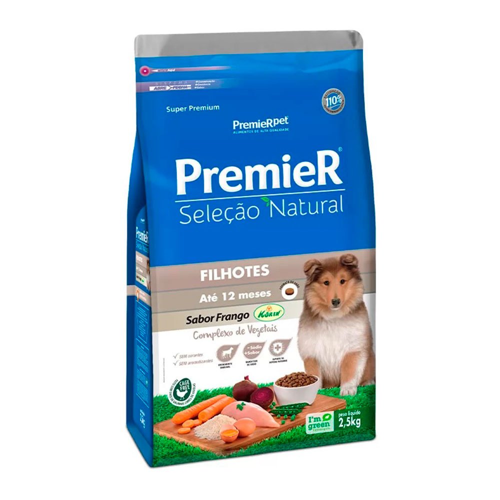 Ração Premier Seleção Natural Cães Filhotes Sabor Frango - 2,5kg