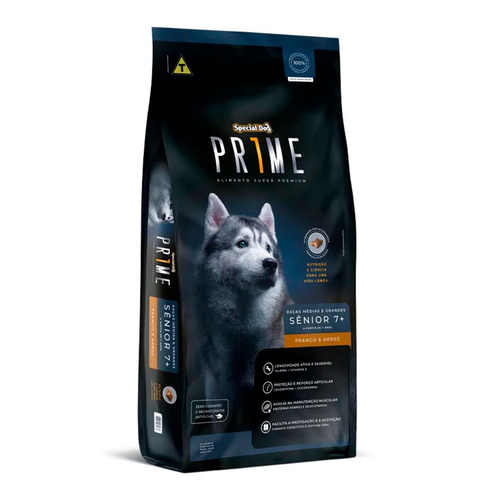 Ração Special Dog Prime Para Cães Sênior 7+ Raças Médias e Grandes Sabor Frango e Arroz 15kg
