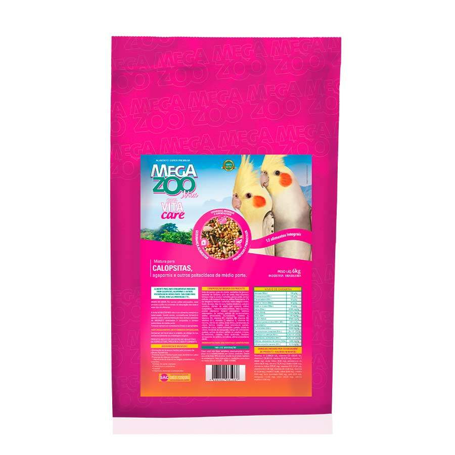 Ração Megazoo Mix Para Agapornis e Calopsitas - 1,2kg