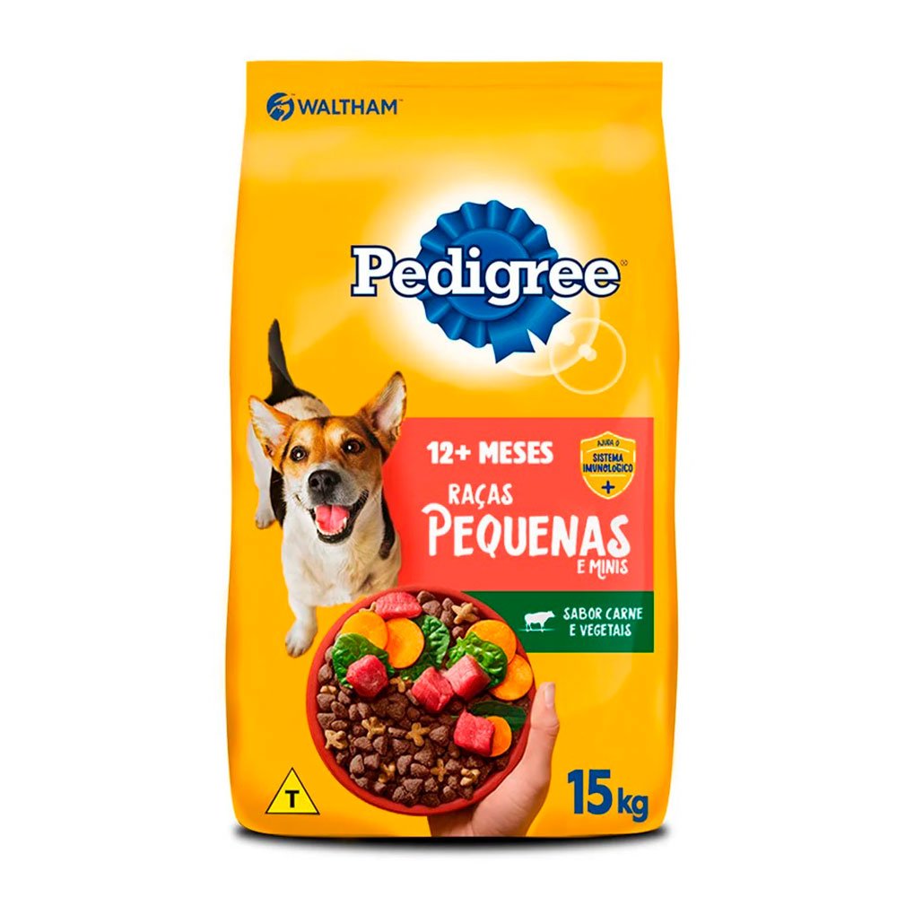 Ração Pedigree Para Cães Adultos Raças Pequenas Carne e Vegetais 15kg