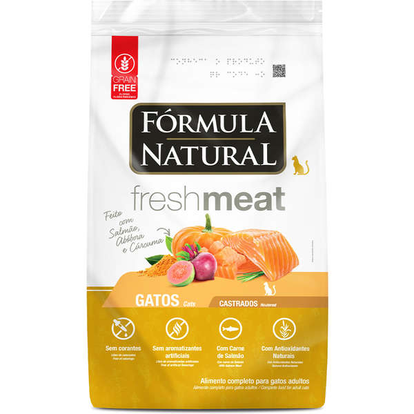 Ração Fórmula Natural Freshmeat Gatos Adultos Castrados - Salmão 7kg