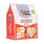 Areia Higiênica Biodegradável Para Gatos Great Pets Fina - 2kg