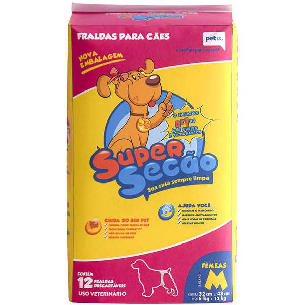 Fralda Descartável Super Secão Cães Fêmeas - Tam M 12un