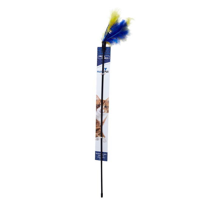 Brinquedo Para Gatos Varinha Com Penas Coloridas 50cm HomePet