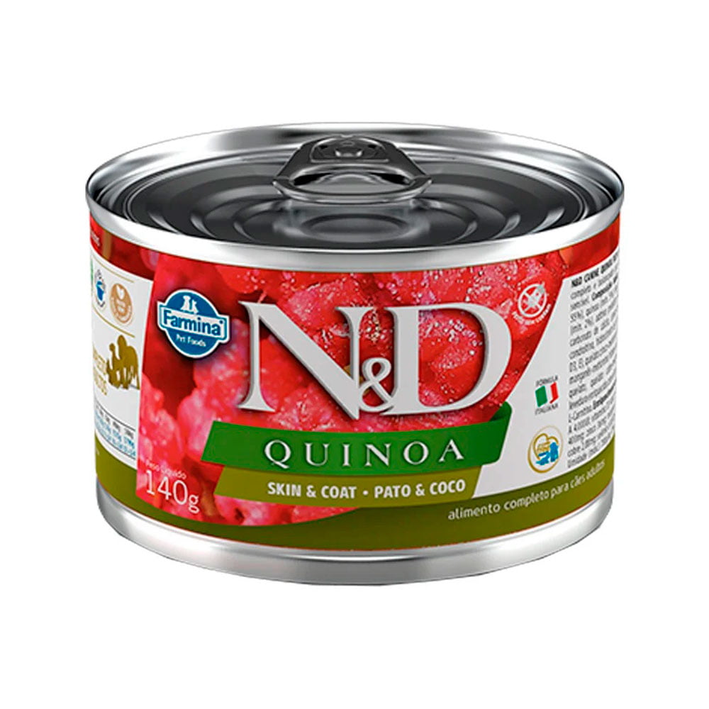 Ração Úmida Lata N&D para Cães Adultos Quinoa - Skin e Coat Sabor Pato e Coco 140g