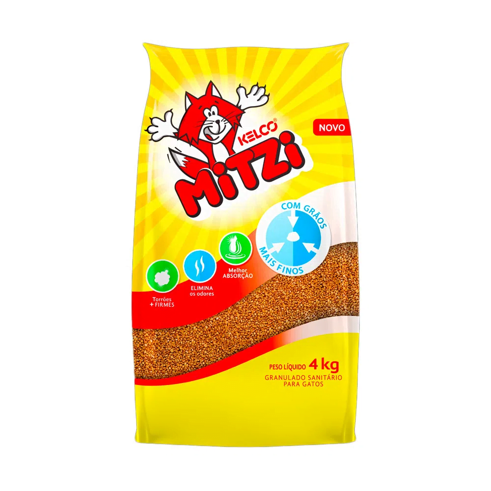 Areia Higiênica Mitzi Para Gatos Granulado Sanitário Kelco - 4kg