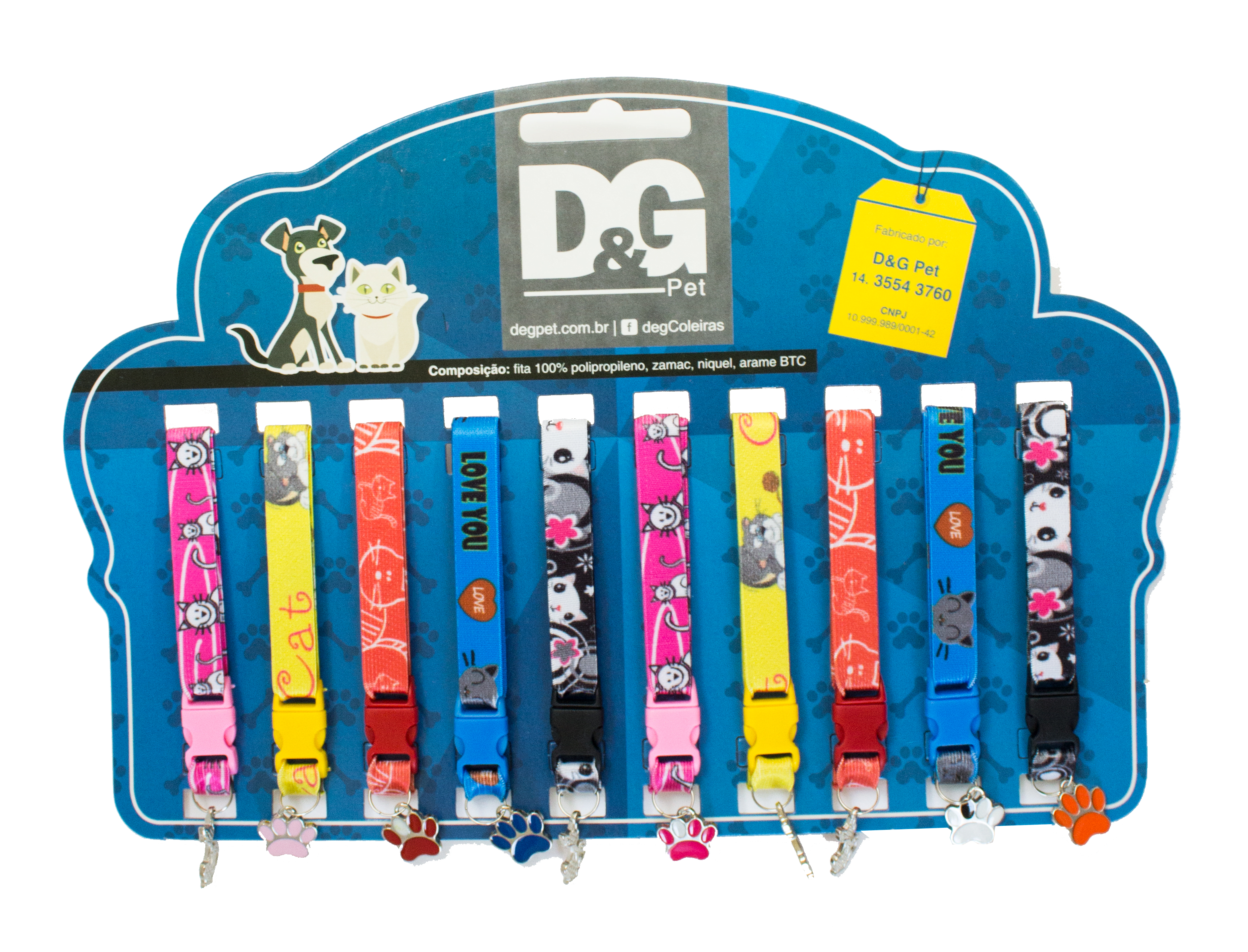 Coleira Com Pingente Para Gatos D&G Cores Sortidas