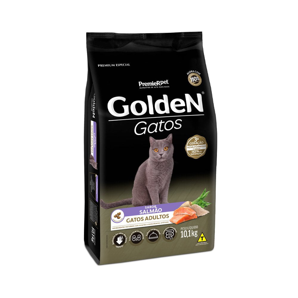 Ração Golden Gatos Adultos Salmão - 10,1kg