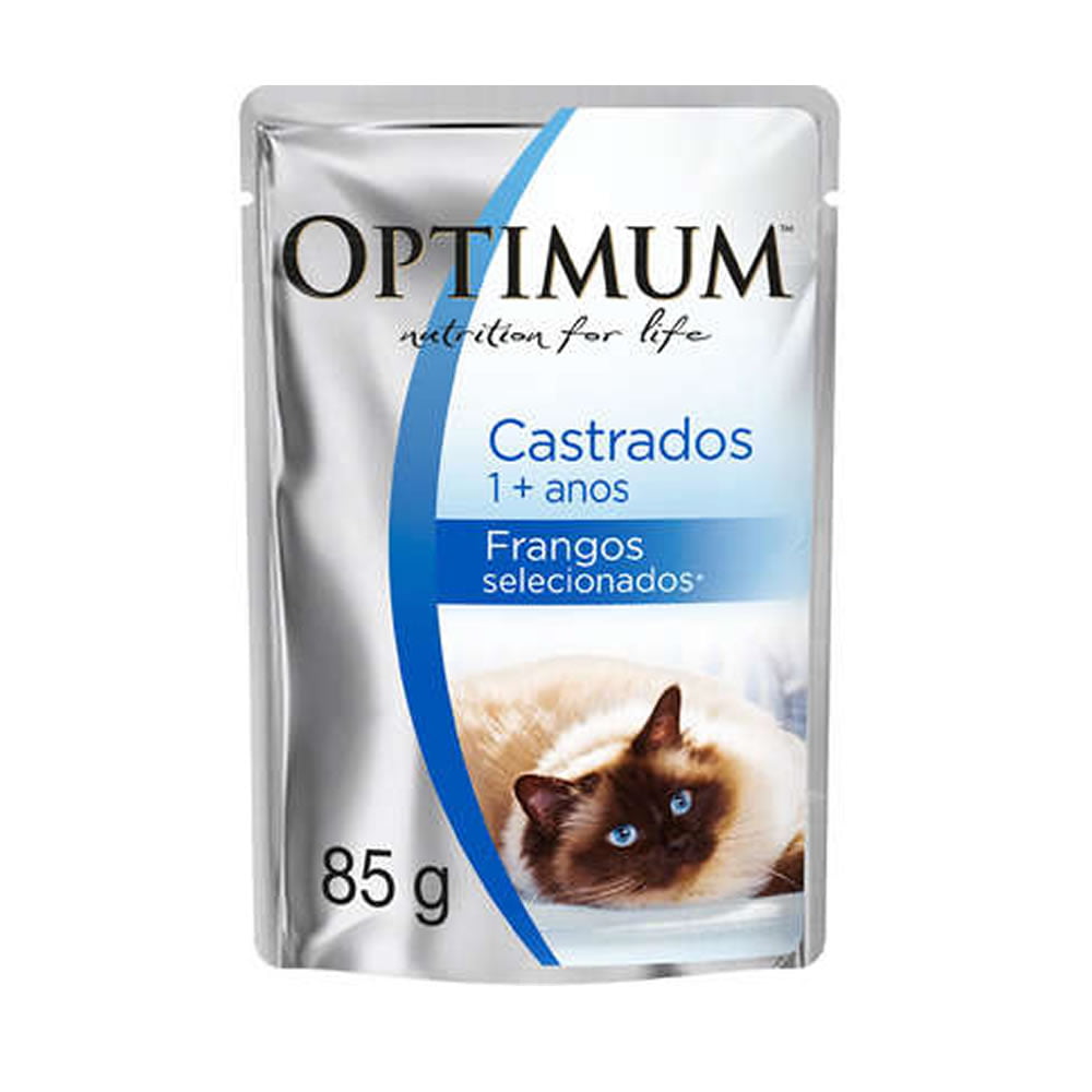 Ração Úmida Optimum Sachê Para Gatos Castrados Sabor Frango 85g