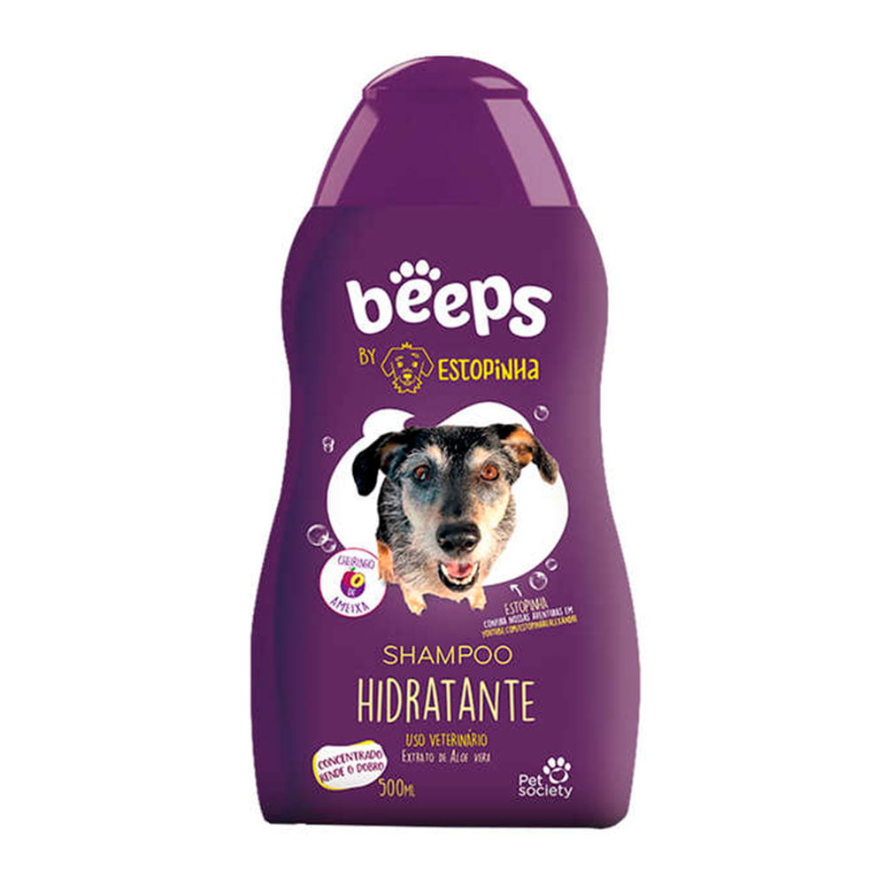 Shampoo Beeps Estopinha Hidratante Para Cães e Gatos Extrato de Aloe Vera Pet Society 500mL