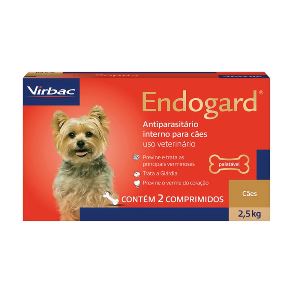 Vermífugo Endogard Para Cães até 2,5kg Virbac 2 comprimidos