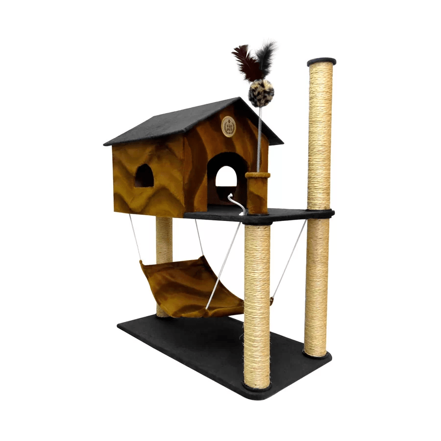 Brinquedo Arranhador São Pet House Marrom Para Gatos