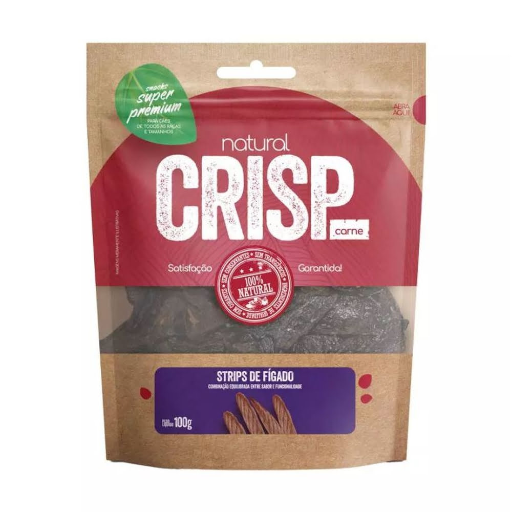 Petisco Snack Natural Crisp Para Cães Strips De Fígado 100g