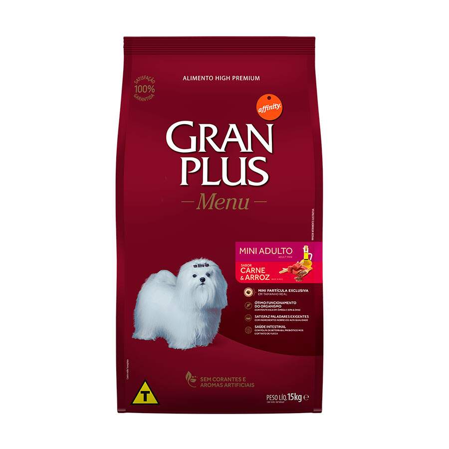 Ração Guabi Gran Plus Menu Carne E Arroz Para Cães Adultos De Raças Pequenas - 15 Kg