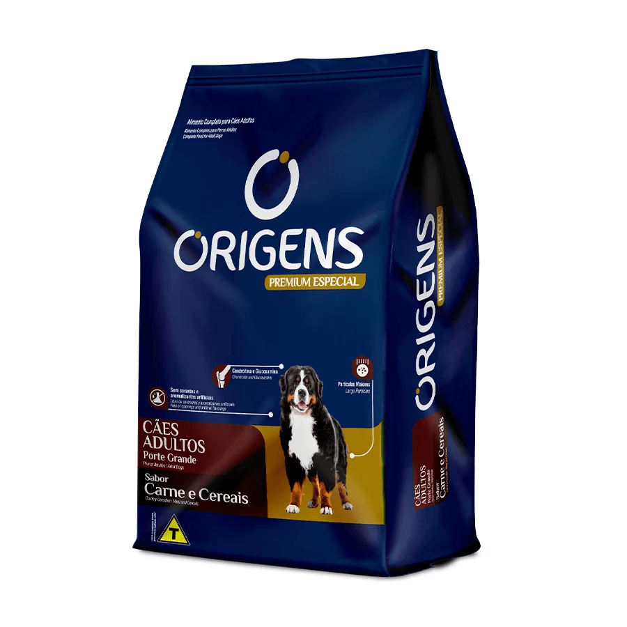 Ração Origens Cães Adultos Porte Grande Carne E Cereais 15kg