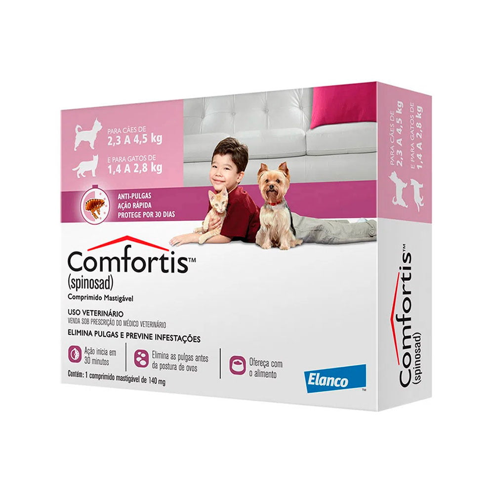 Comfortis Antipulgas 140mg Para Cães 2,3 a 4,5Kg e Gatos de 1,4 a 2,8Kg Elanco
