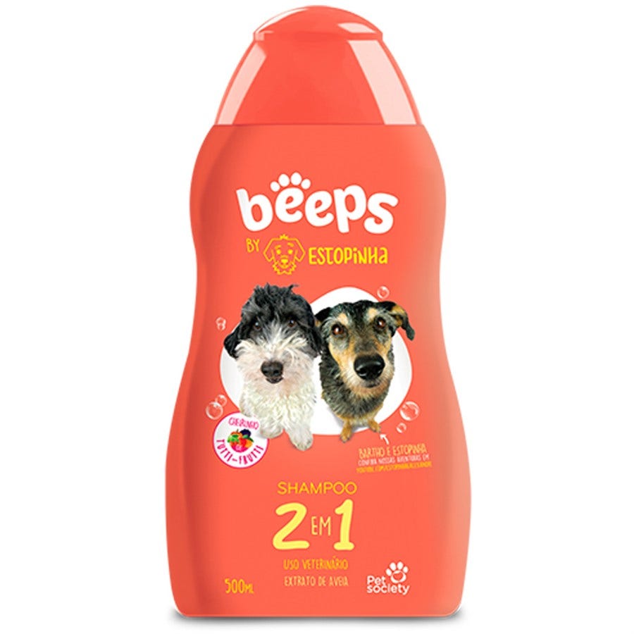 Shampoo Beeps Estopinha 2 em 1 Para Cães e Gatos Pet Society 500ml