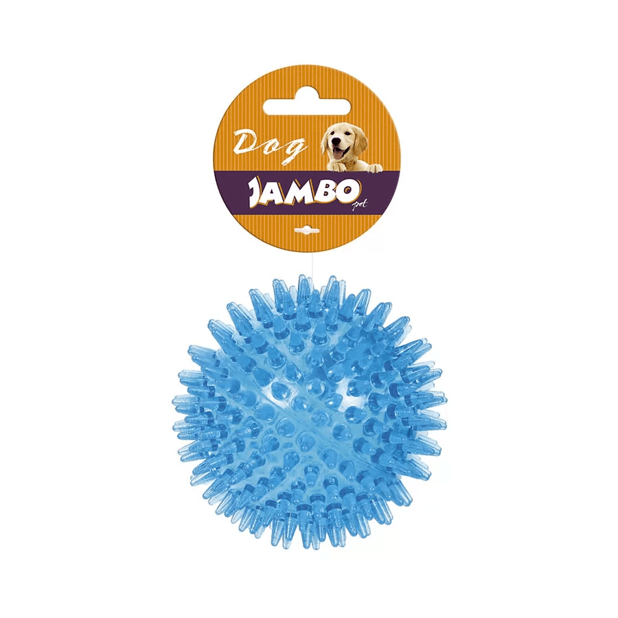 Brinquedo Jambo Para Cães Bola Espinho Grande Com Som Azul