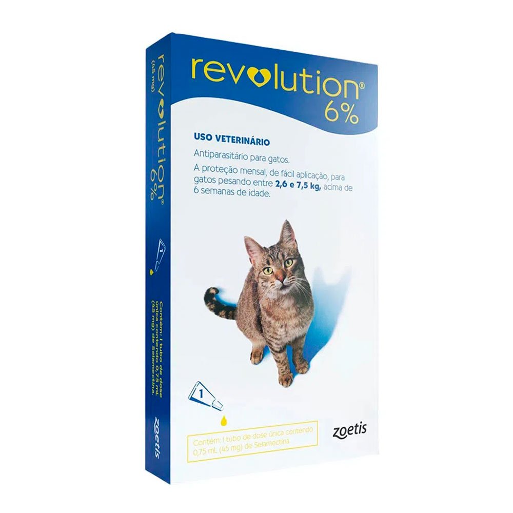 Antipulgas Revolution 6% Para Gatos 2,6 a 7,5kg - 1 Pipeta