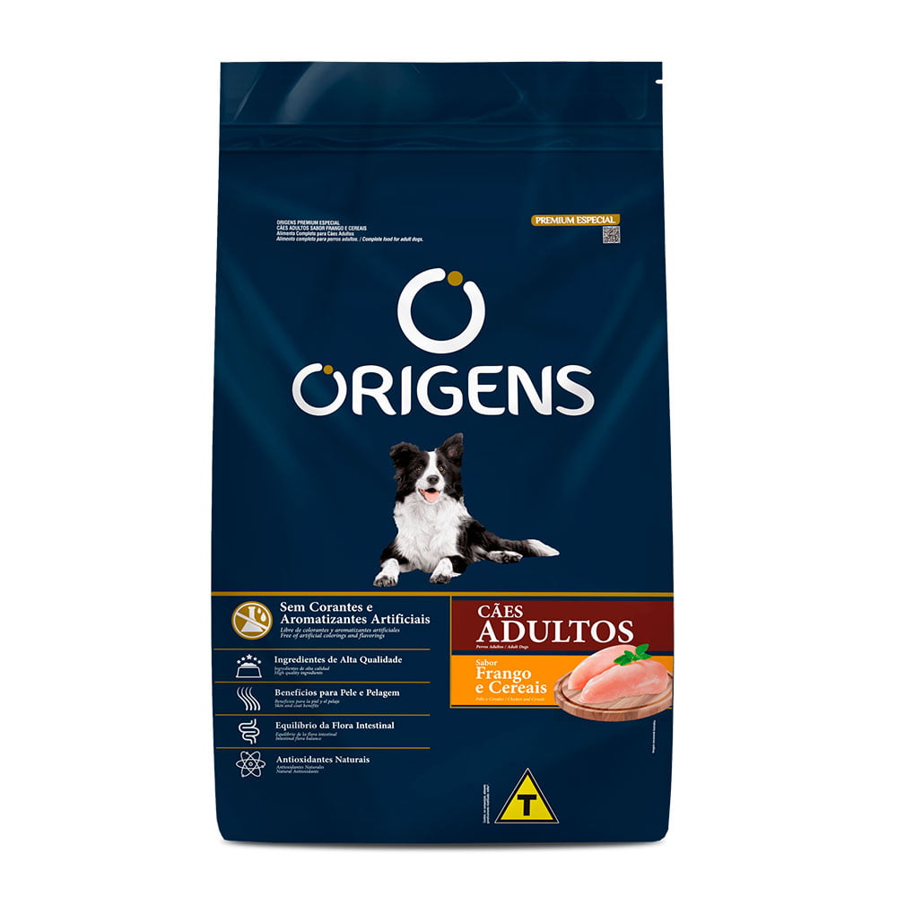 Ração Origens Para Cães Adultos Sabor Frango e Cereais - 1kg