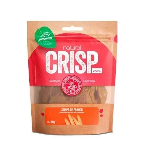 Petisco Snack Natural Crisp Para Cães Strips de Frango 100g