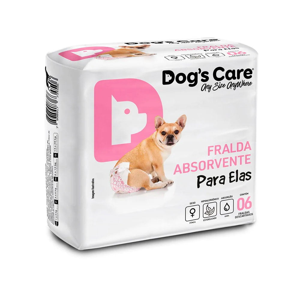 Fralda Higiênica Dogs Care Para Cães Fêmeas Tam P 6 Unidades