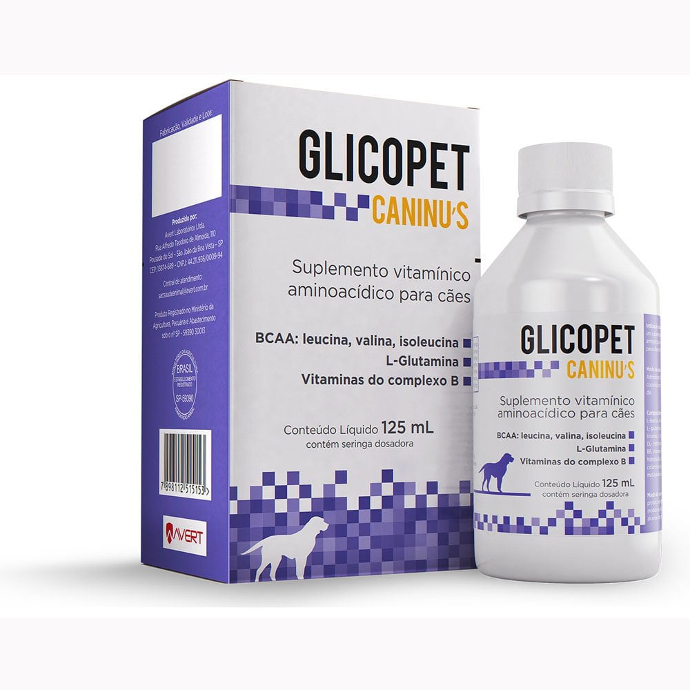 Suplemento Glicopet Caninus Para Cães Avert 125ml