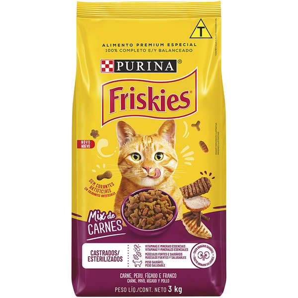 Ração Friskies Gatos Castrados - Mix de Carnes 3kg