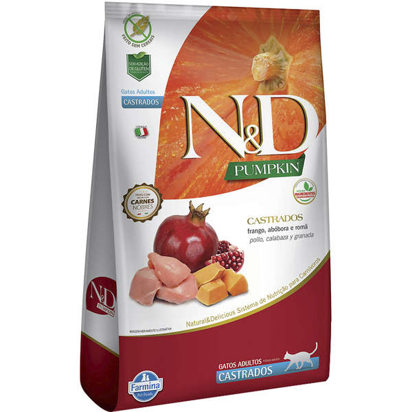 Ração Pumpkin N&D Para Gatos Adultos Castrados Sabor Frango - 7,5kg