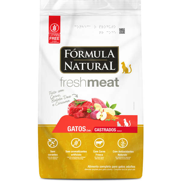 Ração Fórmula Natural Freshmeat Gatos Adultos Castrados - Carne 7kg
