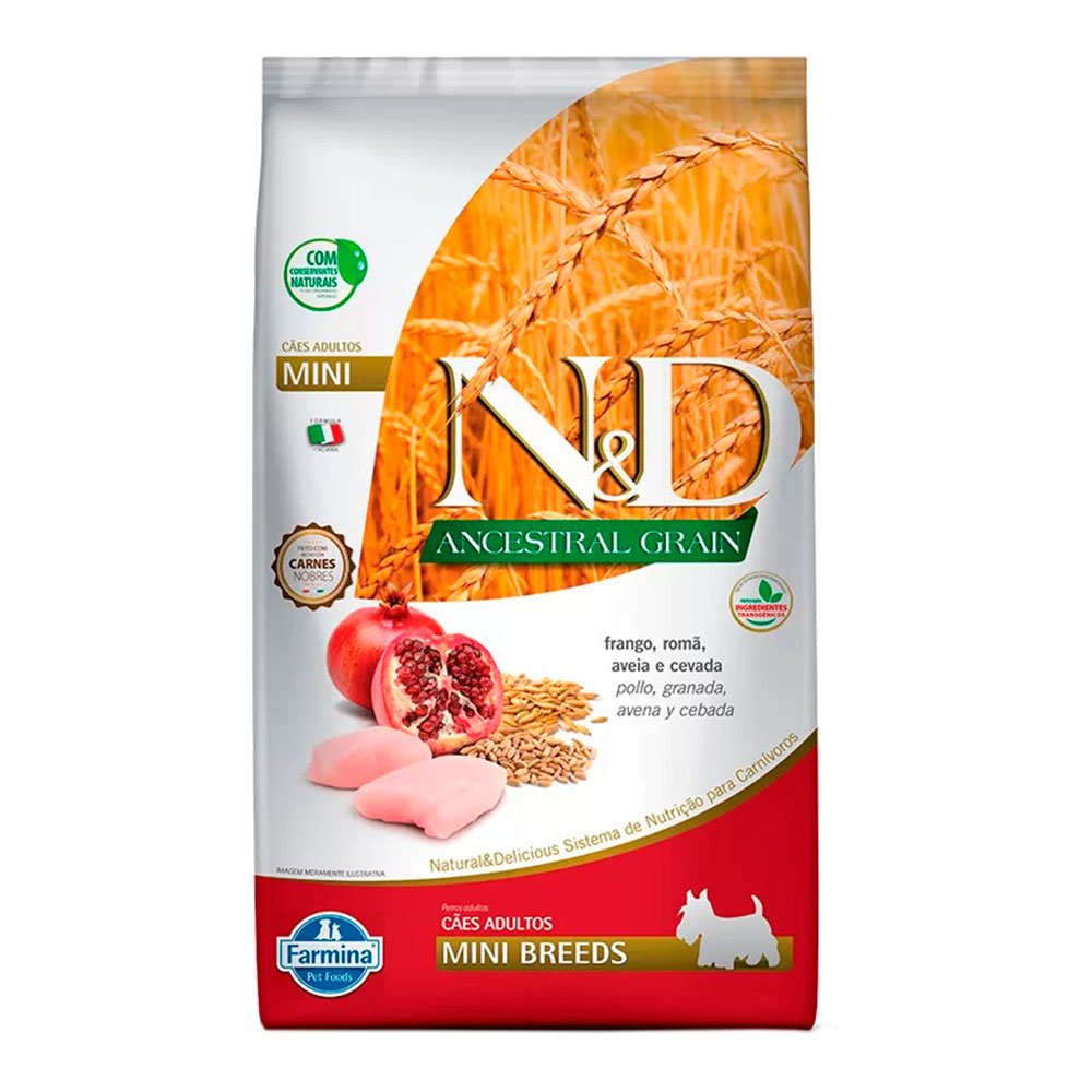 Ração Farmina N&D Ancestral Grain Cães Adultos Raças Mini Sabor Frango - 10,1kg
