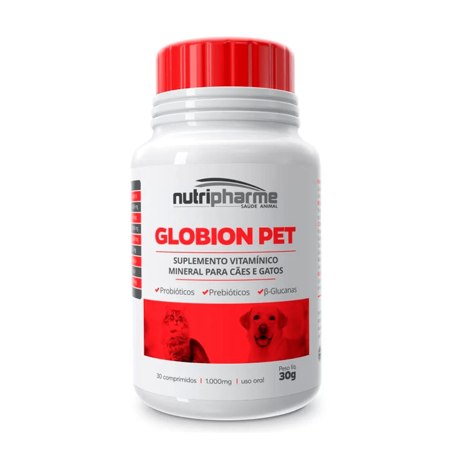 Suplemento Nutripharme Globion Pet para Cães e Gatos - 30 Comprimidos